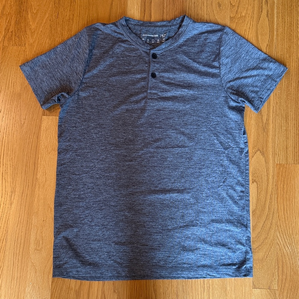 Abercrombie Kids Charcoal Short Sleeve Textured Henley Shirt